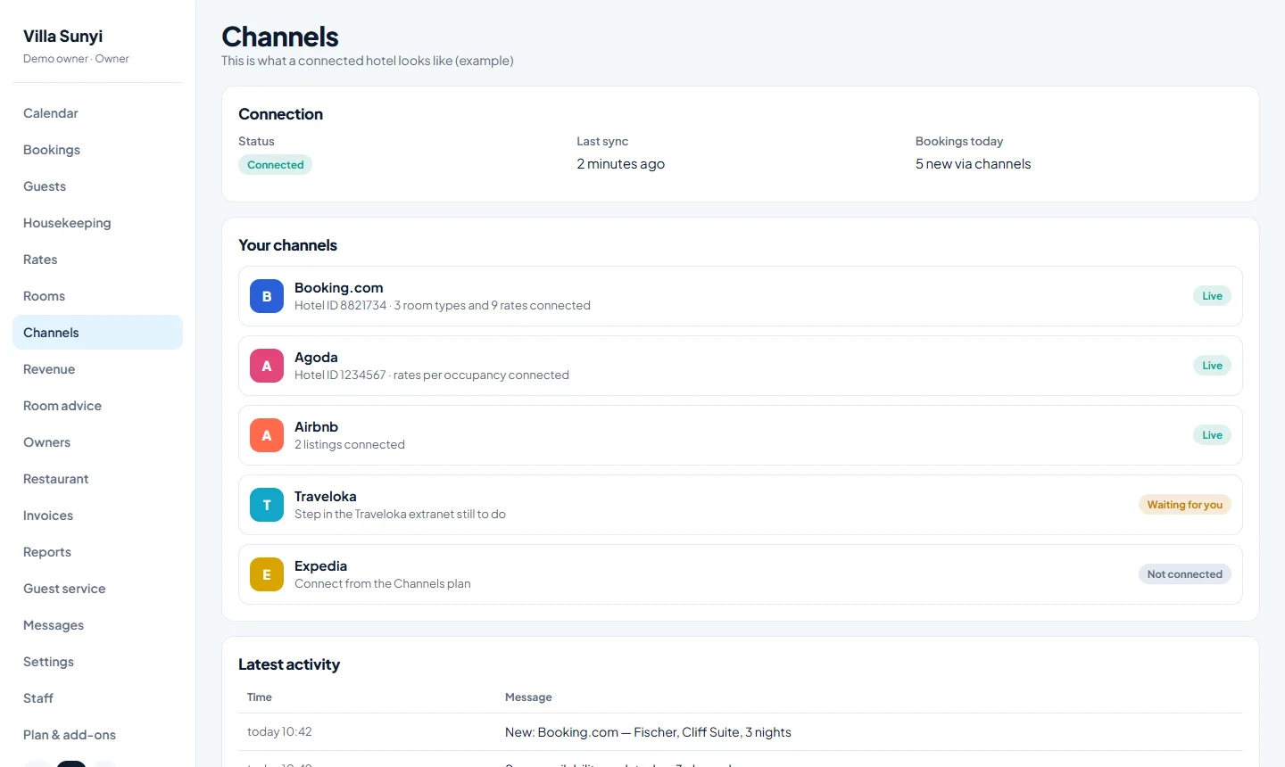 Connect your booking sites yourself
